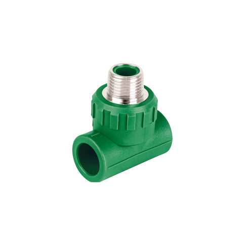 Tee macho de PPR 1/2' con inserto metálico, FOSET | CV-711 | 49838
