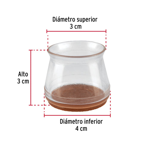 Caja con 24 protectores para patas de silla, transparente | PRS-7 | 49846