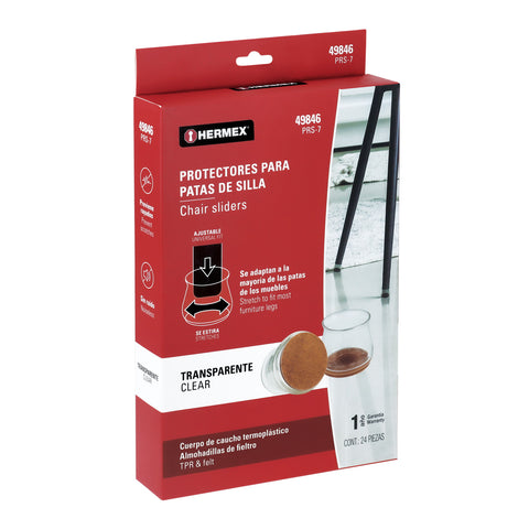 Caja con 24 protectores para patas de silla, transparente | PRS-7 | 49846