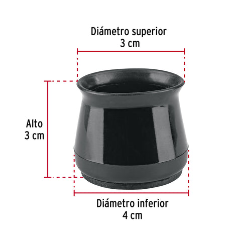 Caja con 24 protectores para patas de silla, negro | PRS-6 | 49847
