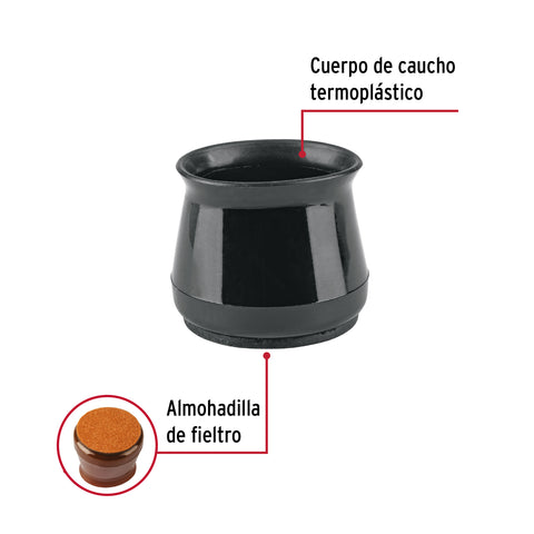 Caja con 24 protectores para patas de silla, negro | PRS-6 | 49847