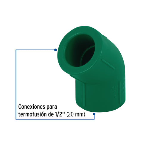 Codo 45° de PPR, 1/2' (20mm), FOSET | CV-861 | 49867