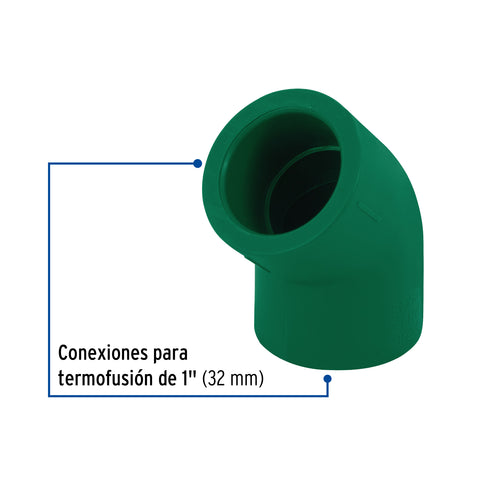 Codo 45° de PPR, 1' (32mm), FOSET | CV-863 | 49869