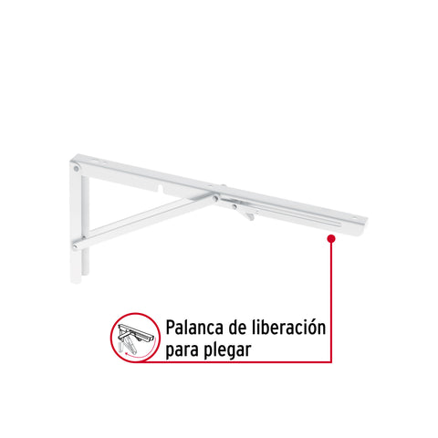 Ménsula plegable de acero blanca 8' x 16', FIERO | MEP-16B | 49870