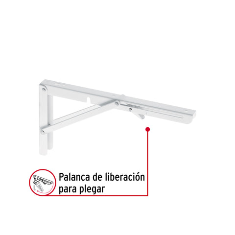 Ménsula plegable de acero blanca 6' x 12', FIERO | MEP-12B | 49871