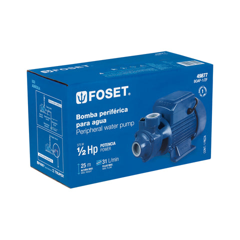 Bomba periférica 1/2HP, altura máx 25m, uso agrícola, FOSET | BOAP-1/2F | 49877