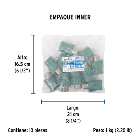 Adaptador PPR 3/4' macho con inserto metálico, FOSET | CV-612 | 49880