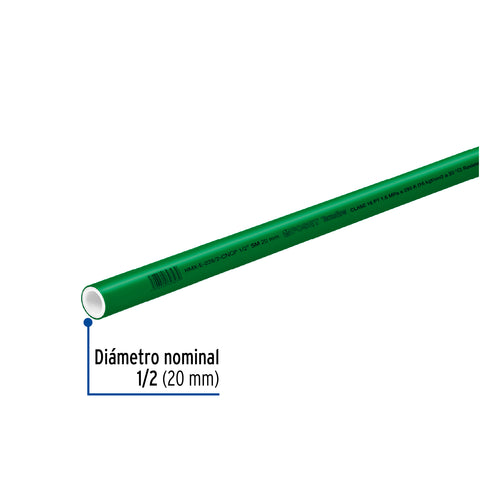 Tubo de 20mm (1/2') PPR hidráulico, 4m, 0.5kg, FOSET | CV-001 | 49897