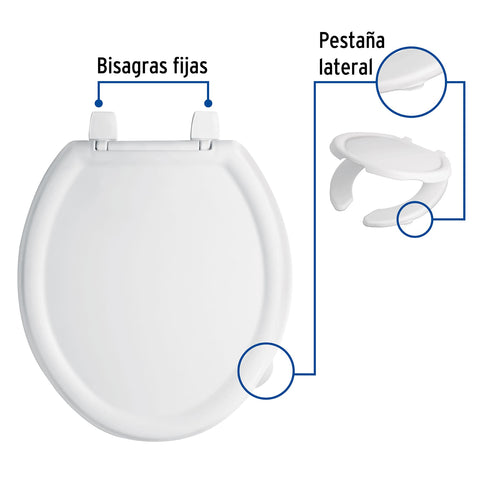 Asiento redondo ligero con tapa para WC, blanco, FOSET BASIC | AWC-35B | 49902