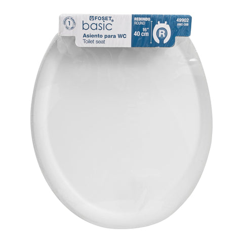 Asiento redondo ligero con tapa para WC, blanco, FOSET BASIC | AWC-35B | 49902