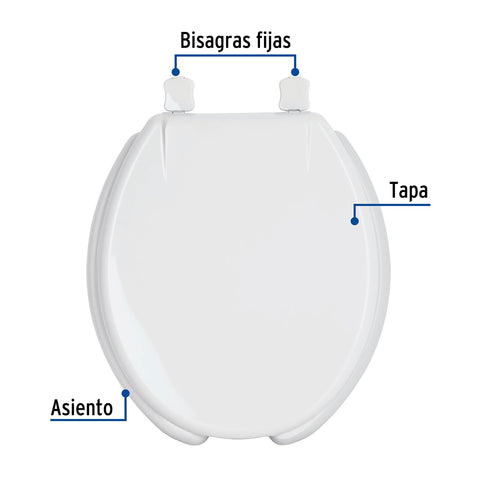 Asiento redondo con tapa para WC, abierto, blanco, FOSET | AWC-40B | 49903