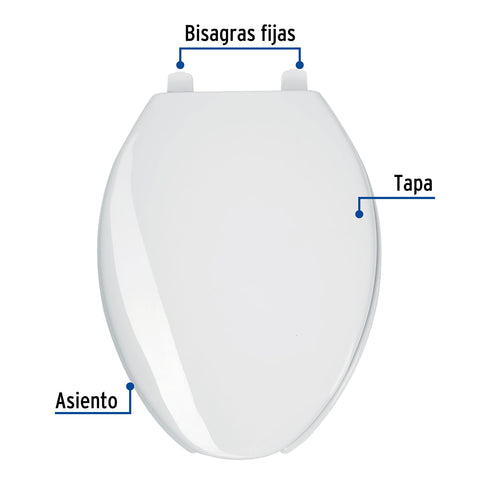 Asiento alargado con tapa para WC, abierto, blanco, FOSET | AWC-45B | 49905