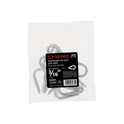 Bolsa con 10 guardacabos para cable de acero de 3/16', FIERO | GC-3/16 | 49909