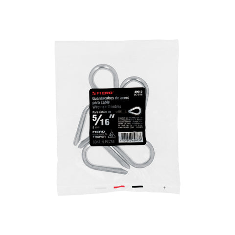 Bolsa con 5 guardacabos para cable de acero de 5/16', FIERO | GC-5/16 | 49912