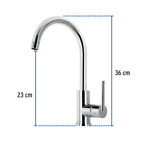Monomando cromo cuello alto para fregadero, FOSET ELEMENT | ELF-83 | 49915