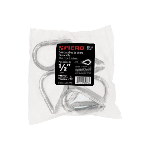 Bolsa con 5 guardacabos para cable de acero de 1/2', FIERO | GC-1/2 | 49918