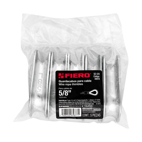 Bolsa con 5 guardacabos para cable de acero de 5/8', FIERO | GC-5/8 | 49919