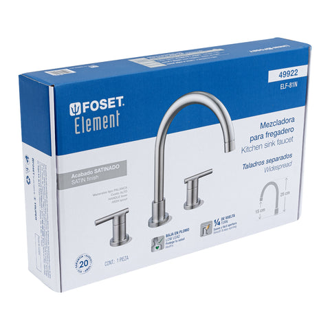 Mezcladora satín cuello alto para fregadero, FOSET ELEMENT | ELF-81N | 49922