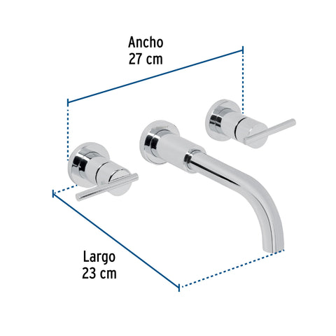 Mezcladora cromo de pared para lavabo, FOSET ELEMENT | ELM-92 | 49927