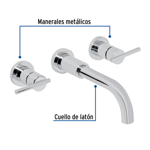 Mezcladora cromo de pared para lavabo, FOSET ELEMENT | ELM-92 | 49927