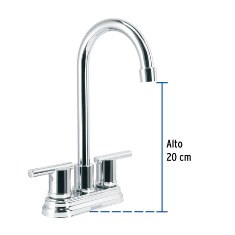 Mezcladora cromo 4' para lavabo cuello tipo bar, ELEMENT | ELM-43 | 49930