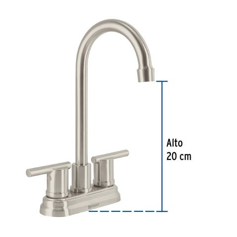 Mezcladora satín 4' para lavabo cuello tipo bar, ELEMENT | ELM-43N | 49942