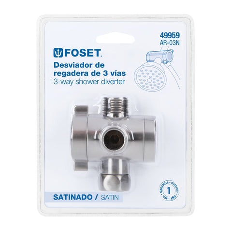 Desviador de 3 vías para brazo, satín, FOSET RIVIERA | AR-03N | 49959