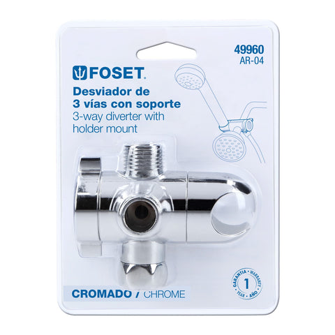 Desviador de 3 vías para brazo con soporte, cromo, RIVIERA | AR-04 | 49960