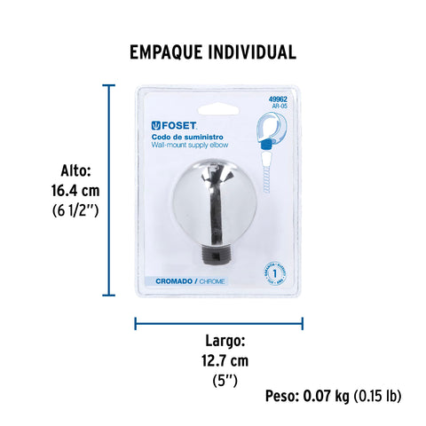 Codo de suministro, cromo, FOSET RIVIERA | AR-05 | 49962