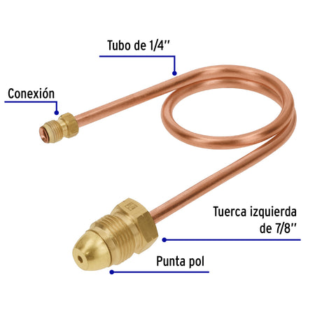 Pigtail con tuerca izquierda, punta pol, 50 cm, FOSET | PIPO-50 | 49964