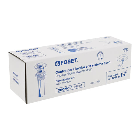 Contra p/lavabo con rebosadero, sistema push, cromo, 1-1/4' | CE-206 | 49984
