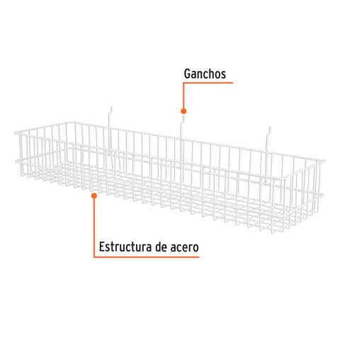 Canastilla de acero, 81 x 12 x 22 cm, Truper | C-80X21X12 | 50253