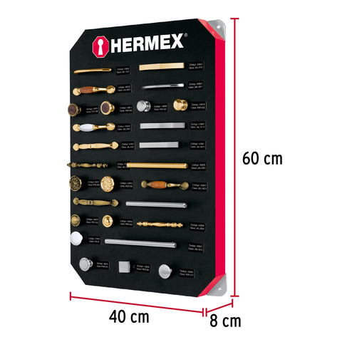 Exhibidor con jaladeras y perillas, 1 tablero, HERMEX | EX-HE-JP1 | 53001