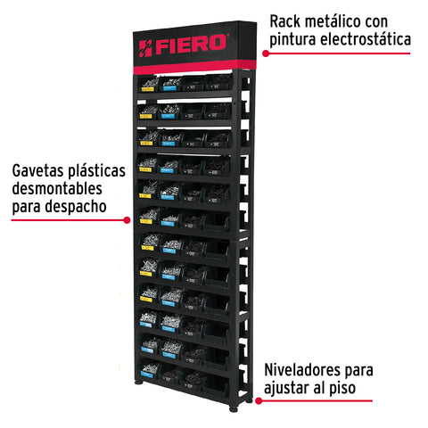 Rack modular para tornillos c/48 gavetas s/producto, FIERO | R-TOR-1 | 55729