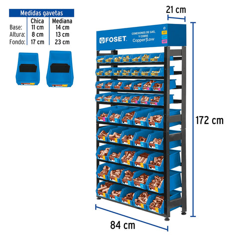 Rack con conexiones de cobre y gas, FOSET | R-CC-FOS | 55860