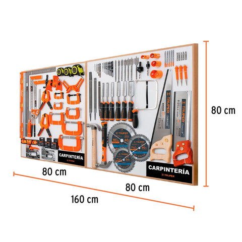 Exhibidor de Carpintería, 80x80 cm, 2 tableros | EX80-CAR-2T | 55908