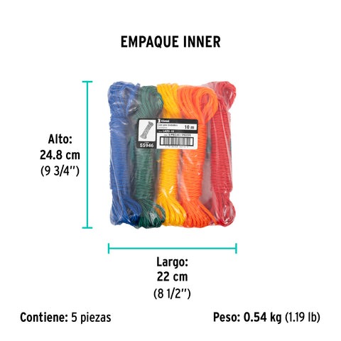 Lazo para tendedero de polietileno de 10 m, KLINTEK | LAZO-10 | 55946