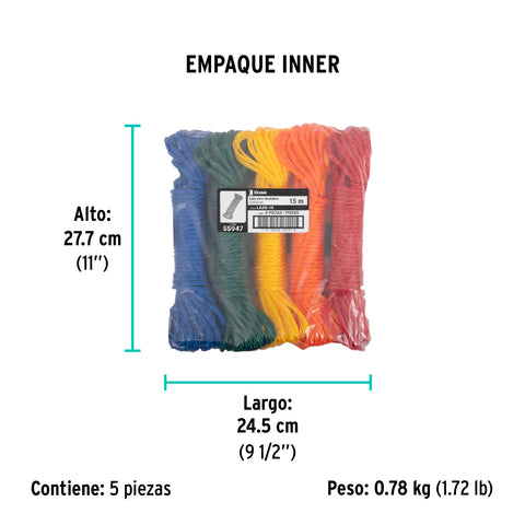 Lazo para tendedero de polietileno de 15 m, KLINTEK | LAZO-15 | 55947