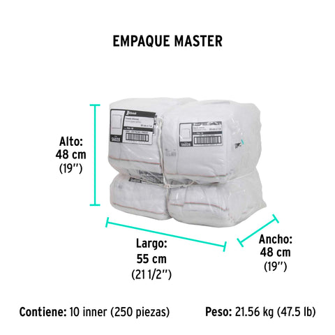 Franela blanca de algodón de 1 m, KLINTEK | FRA-1B | 56028