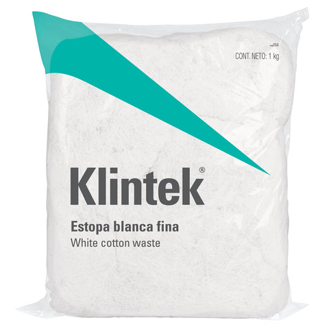 Bolsa de 1 kg de estopa extra fina, color blanco, KLINTEK | ESTO-1B | 57000