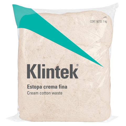 Bolsa de 1 kg de estopa extra fina, color crema, KLINTEK | ESTO-1C | 57001