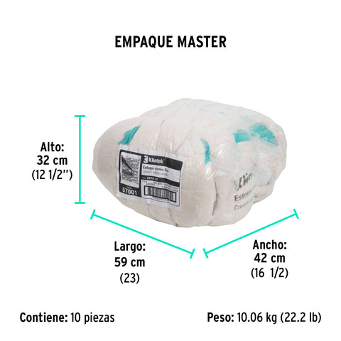Bolsa de 1 kg de estopa extra fina, color crema, KLINTEK | ESTO-1C | 57001