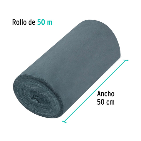 Rollo de 50 m de franela gris de algodón, KLINTEK | FRA-50G | 57003