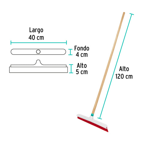 Jalador con base de plástico de 40 cm, con bastón de madera | JALI-40 | 57017