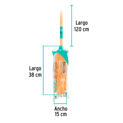 Trapeador de microfibra tipo toalla, bastón 120 cm, KLINTEK | MECH-175S | 57022