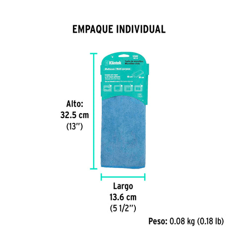 Toalla de microfibra de 40 X 60 cm, KLINTEK | MIC-60 | 57028