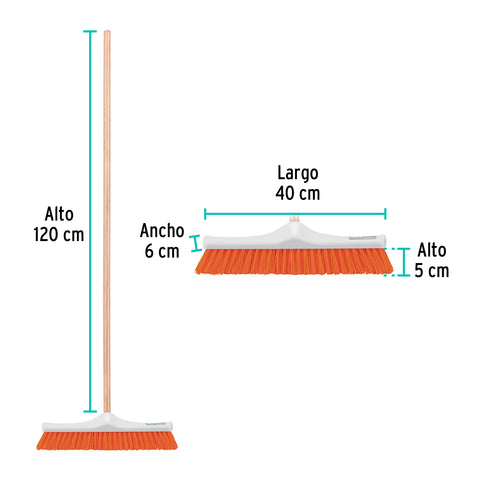 Cepillo industrial cerda rígida de 40 cm, bastón de madera | CEPI-40 | 57035