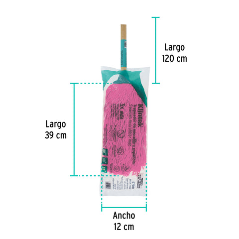 Trapeador de microfibra española, bastón de 120 cm, KLINTEK | MECH-175SE | 57047