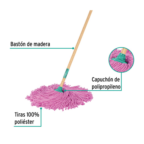 Trapeador de microfibra española, bastón de 120 cm, KLINTEK | MECH-175SE | 57047