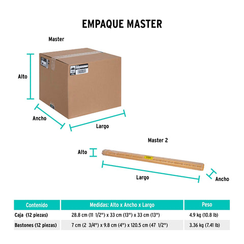 Escoba grande tipo abanico, cerdas de PVC, bastón de madera | ES-250A | 57052